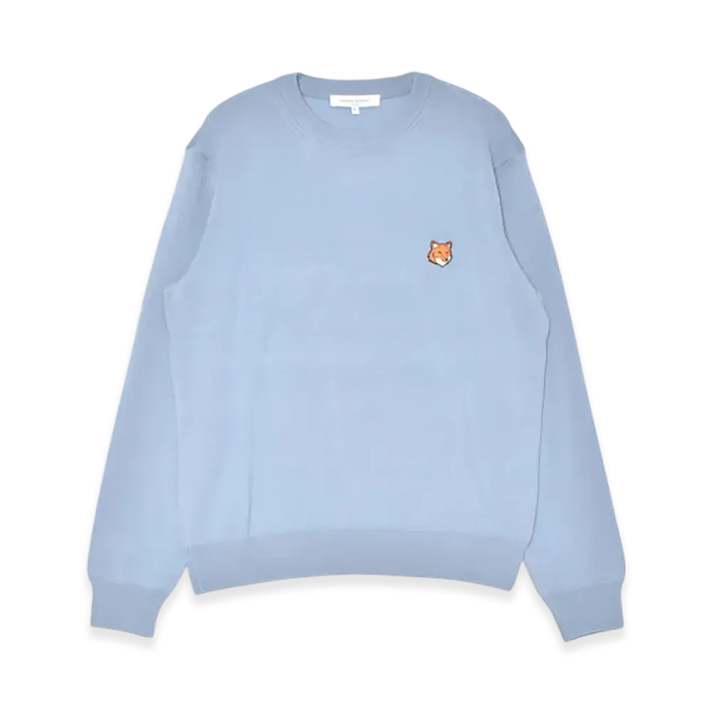 Maison Kitsune Fox Head Merino Regular Jumper "Powder Blue"