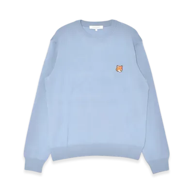 Maison Kitsune Fox Head Merino Regular Jumper "Powder Blue"