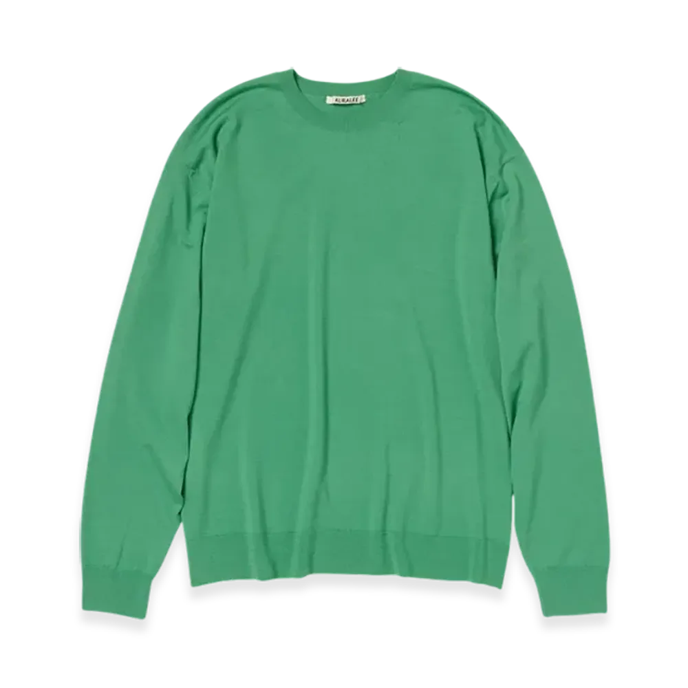AURALEE Super High Gauge Wool Knit P/O "Jade Green"