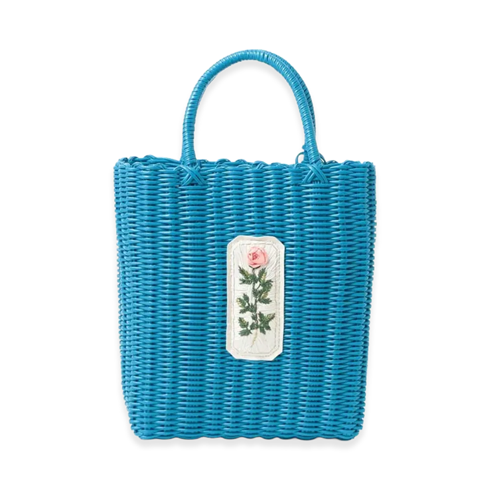 BEAMS COUTURE x RURU MARY'S Hand-Embroidered Basket Bag "Blue"