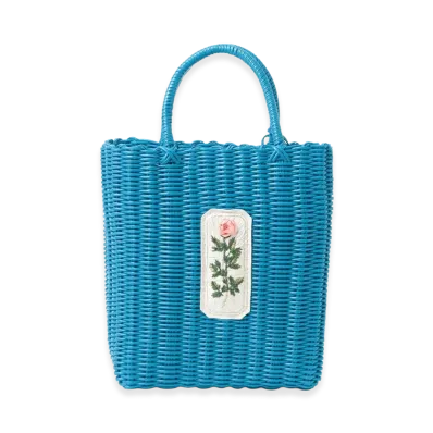 BEAMS COUTURE x RURU MARY'S Hand-Embroidered Basket Bag "Blue"
