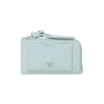 FENDI Peekaboo Card Case Selleria Card Holder "Light Blue"