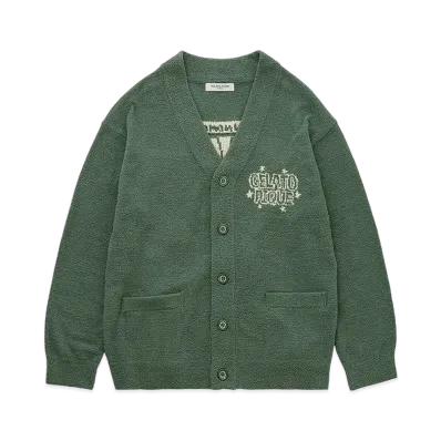 GELATO PIQUE Homme Air Moco Pique Logo Jacquard Cardigan "Green"