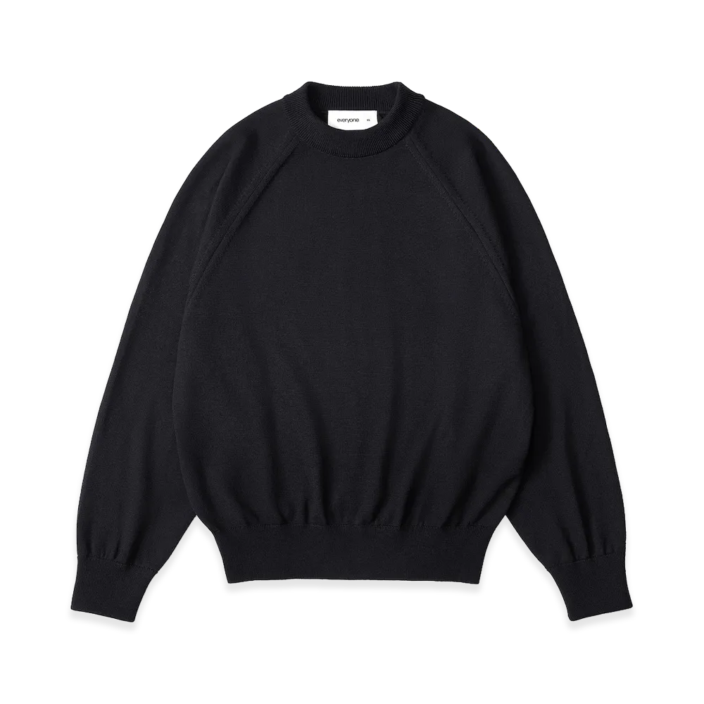 everyone Women's Wool Middle Gauge Knit Sweater "Black"
