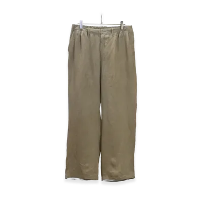 ANCELLM 100/S Linen Tuck Slacks "Khaki Beige"