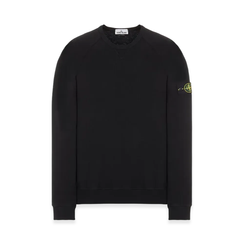 Stone Island 66360 Garment Dyed Malfile Fleece Crewneck Sweatshirt - 22SS "Black"