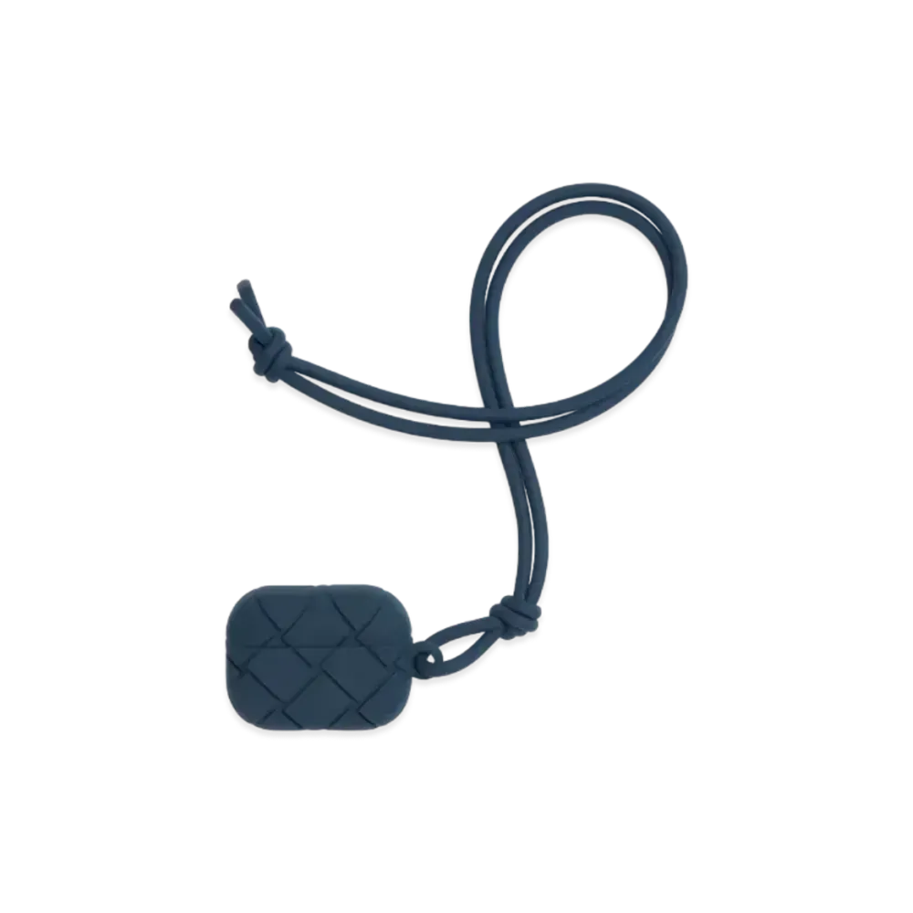 Bottega Veneta Intrecciato Rubber Silicon Airpods Pro Case "Deep Blue"