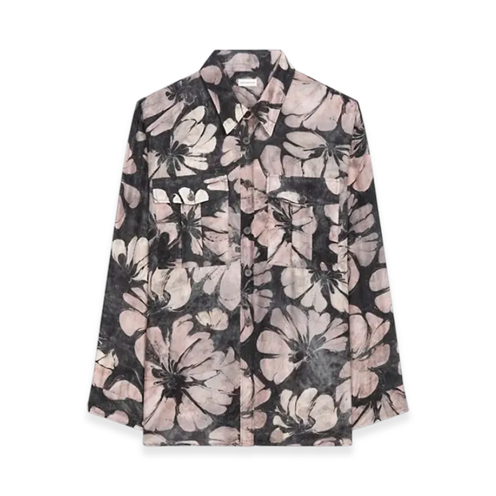 DRIES VAN NOTEN Oversized Silk Shirt "Pink"