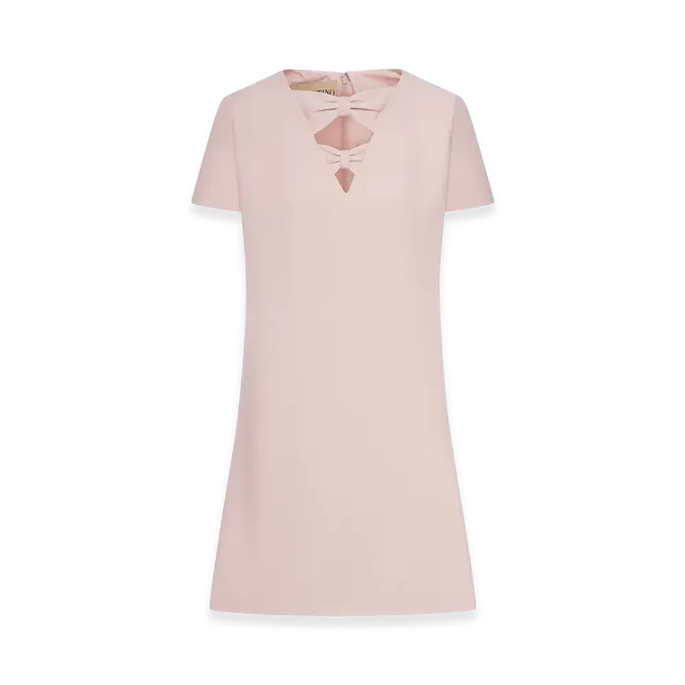 Valentino Women's Crepe Mini Dress With Bow Detail "Nude/Neutrals"