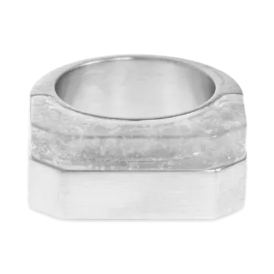Rick Owens Women's double Crystal Hollywood Ring "Silver"