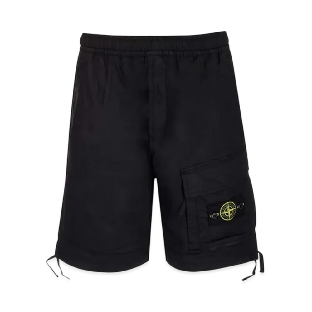 Stone Island L0703 Stretch Cotton Tela Paracadute Garment Dyed Bermuda Shorts - 22SS "Black"