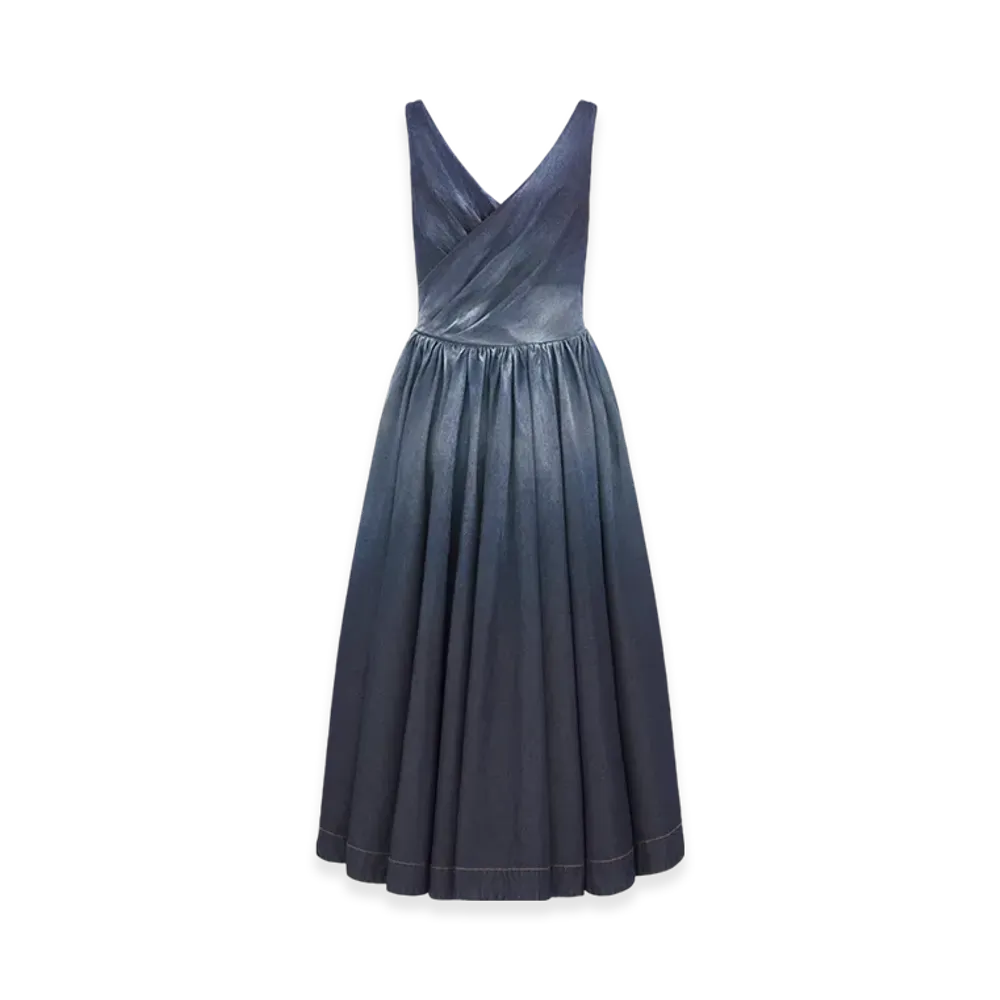 Dior Women's Flared Mid-Length Dress Gradient "Blue Denim"
