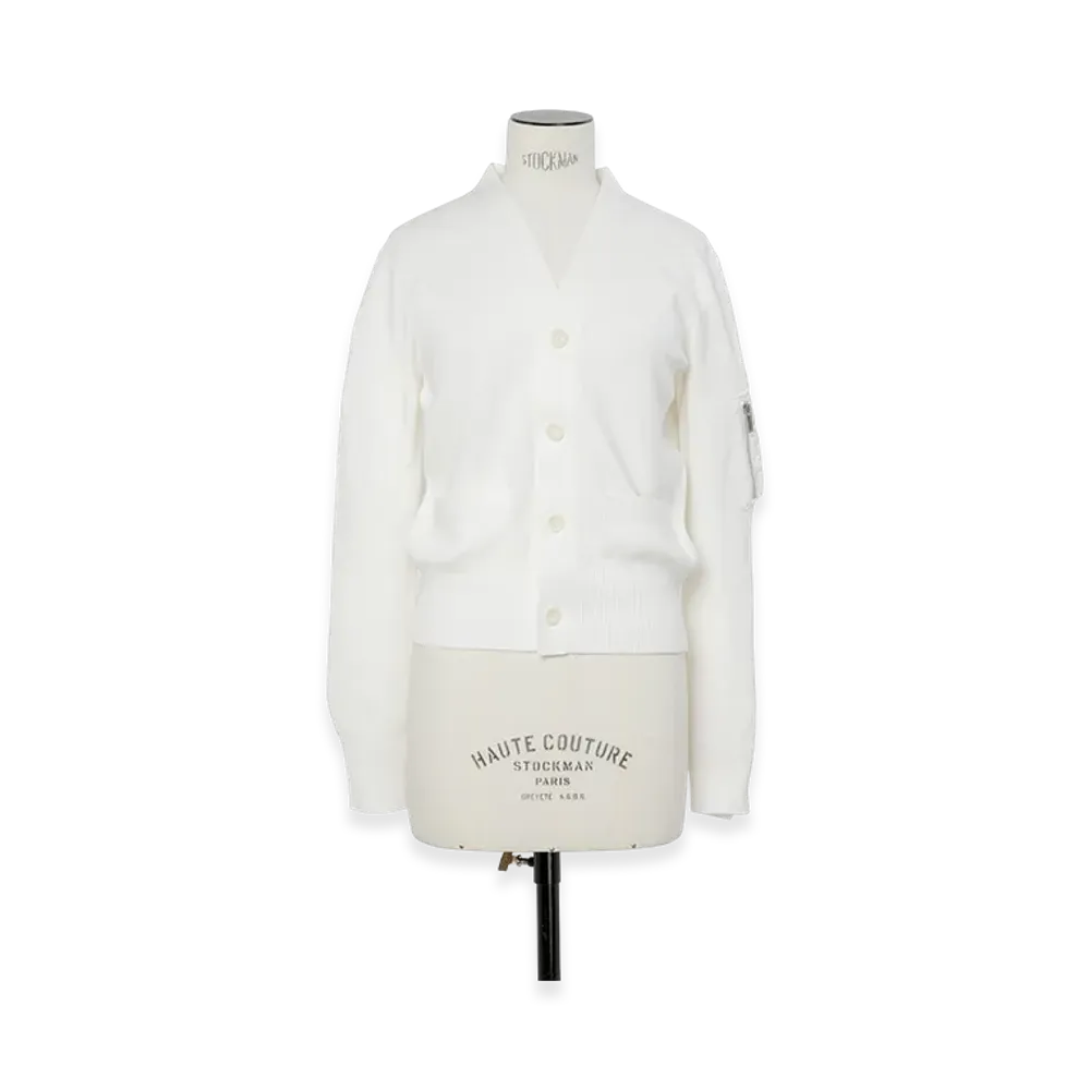 sacai Nylon Twill x Cotton Knit Cardigan "Off White"