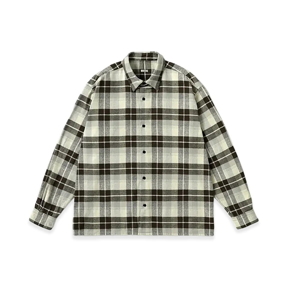 A.PRESSE Vintage Cotton Silk Nep Twill Check Shirts "Gray"