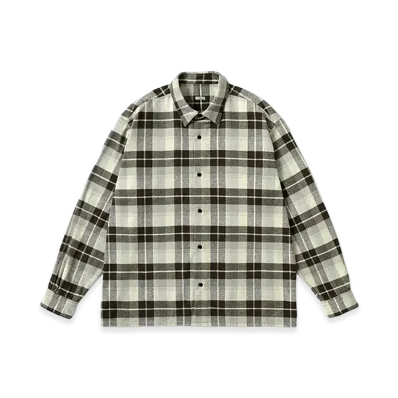 A.PRESSE Vintage Cotton Silk Nep Twill Check Shirts "Gray"