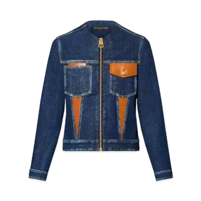 Louis Vuitton Leather Accent Denim Jacket "Bleu Chine"