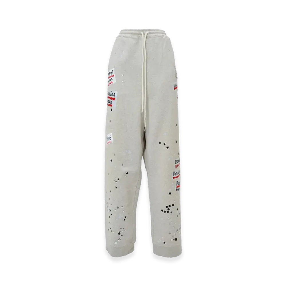 Maison MIHARA YASUHIRO Embellished Sticker Sweat Pants "White"