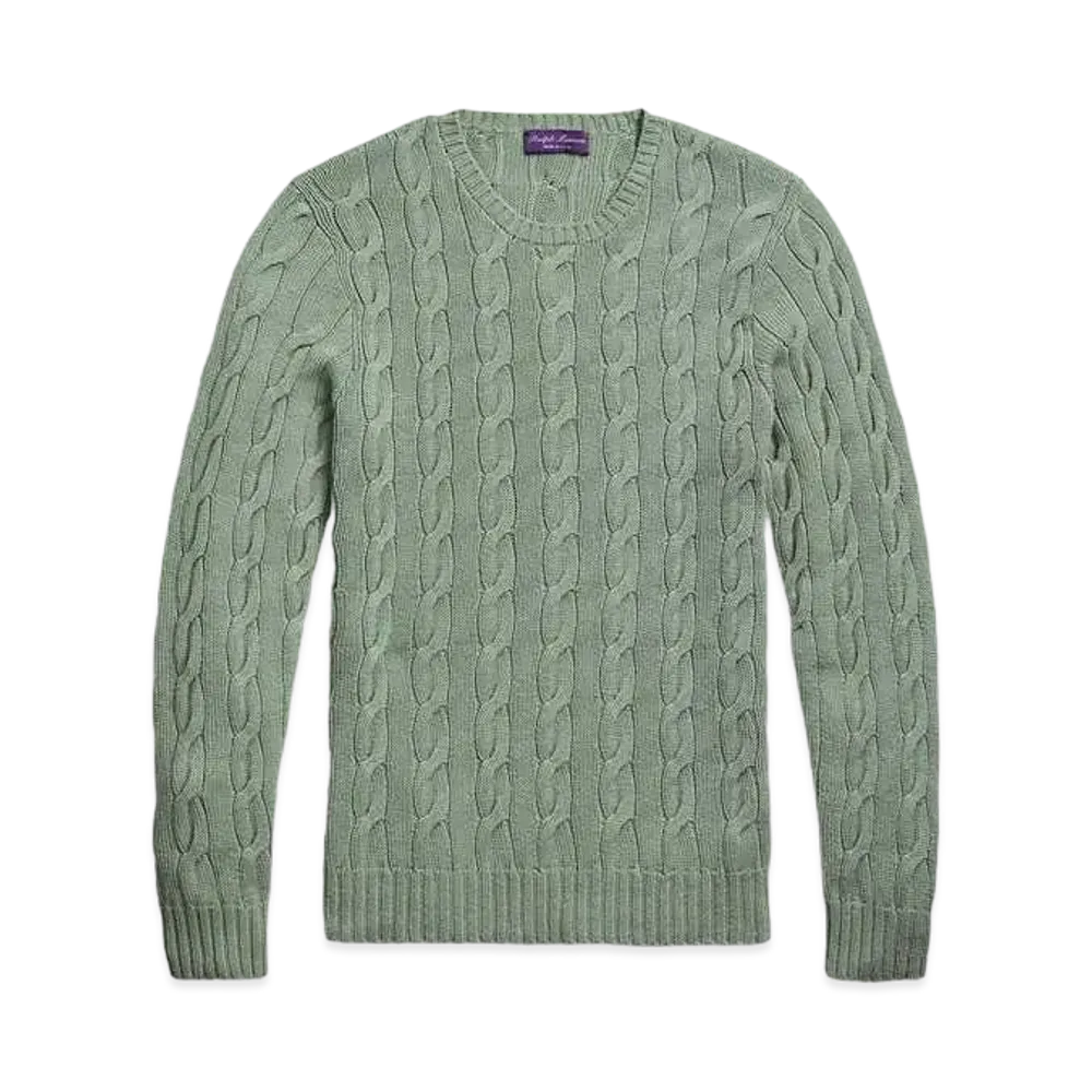Ralph Lauren Purple Label Cable Knit Cashmere Sweater "Blue"
