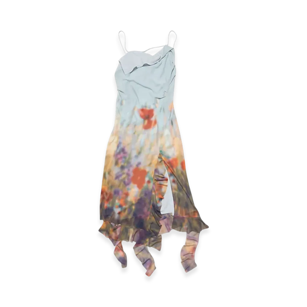Acne Studios Ruffle Strap Dress "Dusty Blue"