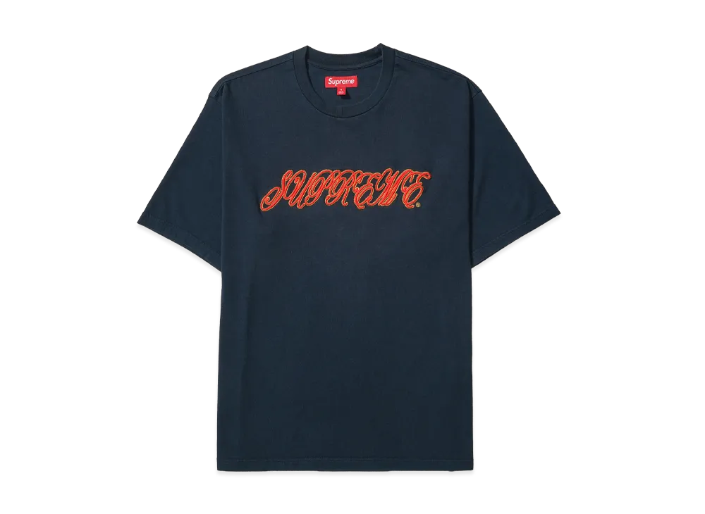 Supreme Raised Script S/S Top "Navy"