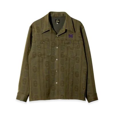 NEEDLES Saddleman Shirt - Poly Jacquard "Olive"