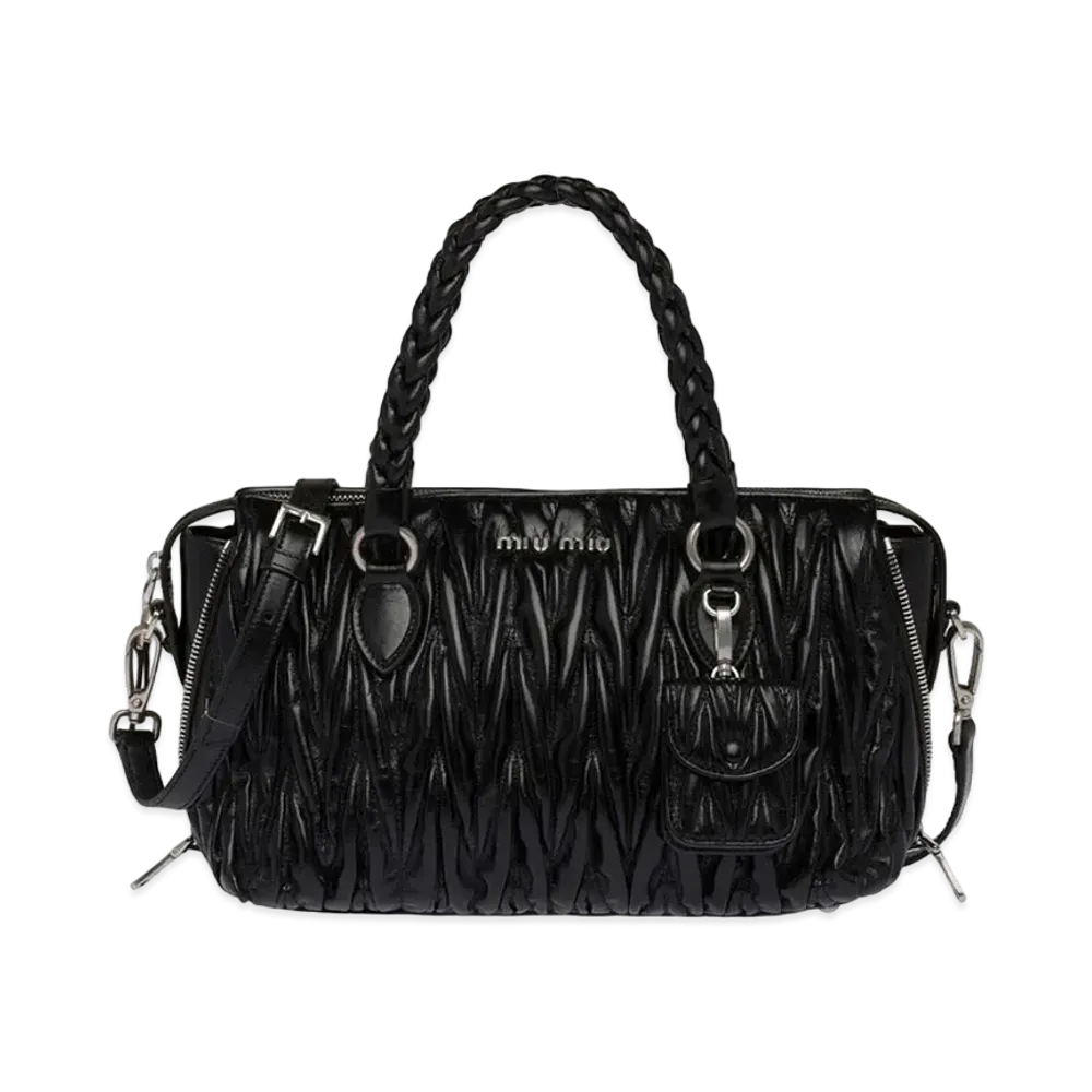 MIU MIU Materasse Shine Leather Handbag "Black"