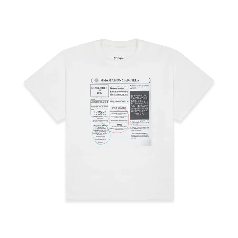 MM6 Maison Margiela Men's Newspaper Print T-Shirt "White"