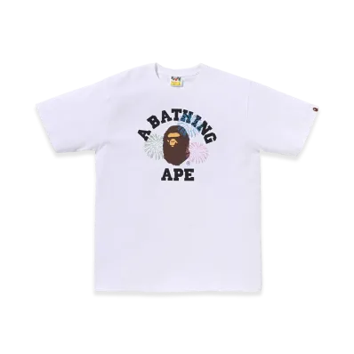A BATHING APE Ape Head Firework College Tee "White"