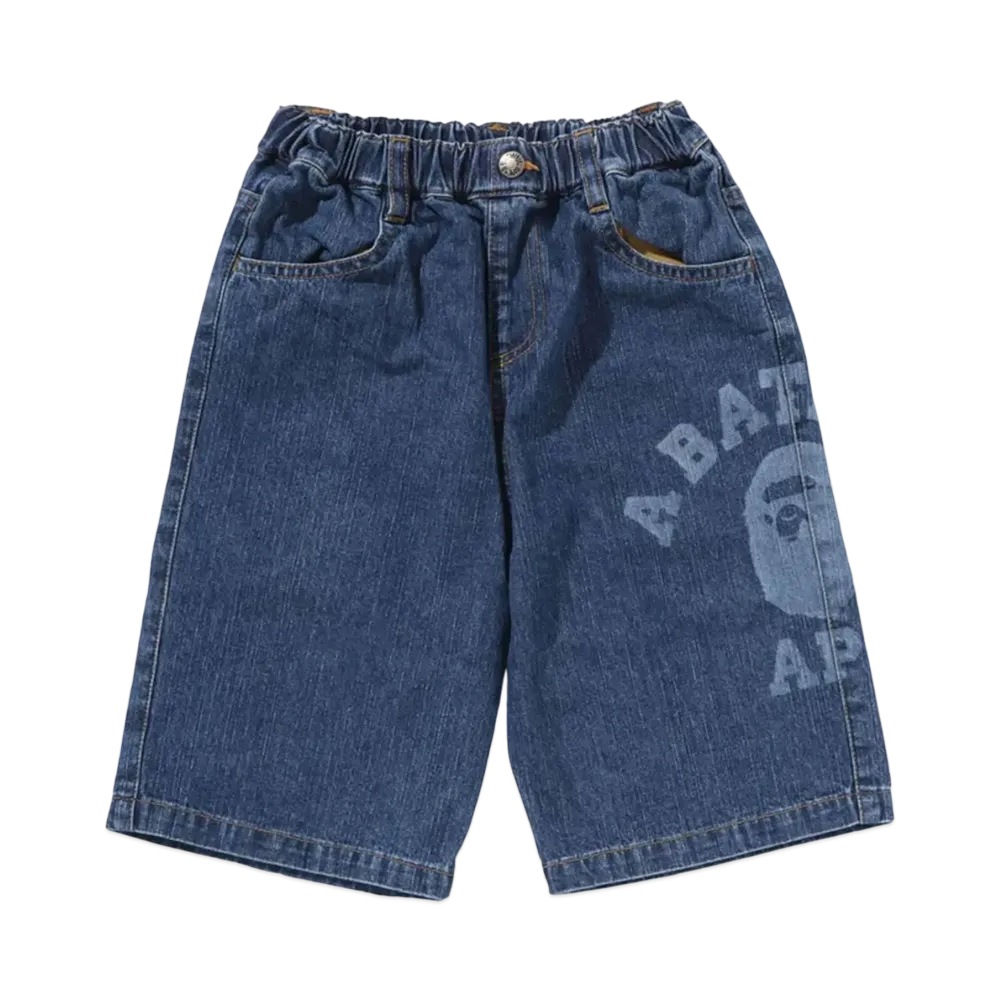 A BATHING APE College Middle Length 10OZ Denim Shorts "Indigo"
