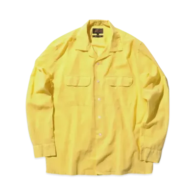 BEAMS Open Collar 100/2 Organdy Garment Dye "Yellow"