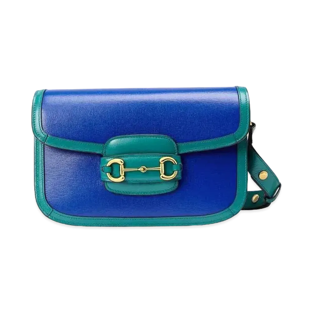GUCCI Horsebit 1955 Small Shoulder Bag "Blue/Turquoise"