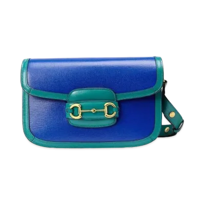 GUCCI Horsebit 1955 Small Shoulder Bag "Blue/Turquoise"