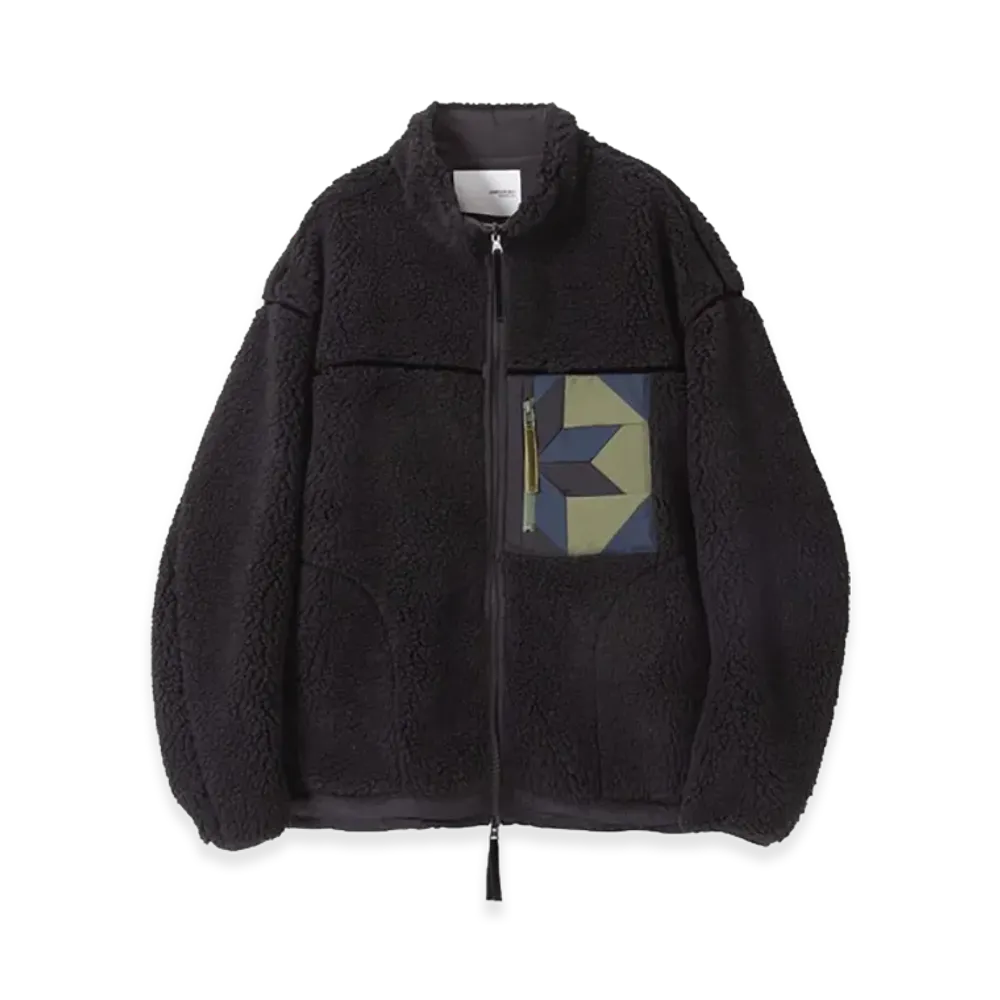 yoshiokubo Patchwork Pk Boa Blouson "Black"