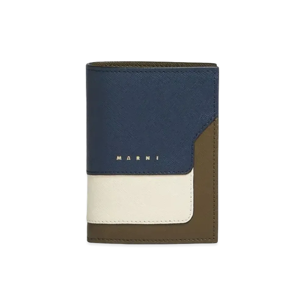 Marni Saffiano Leather Bi-Fold Wallet "Night Blue/Talc"