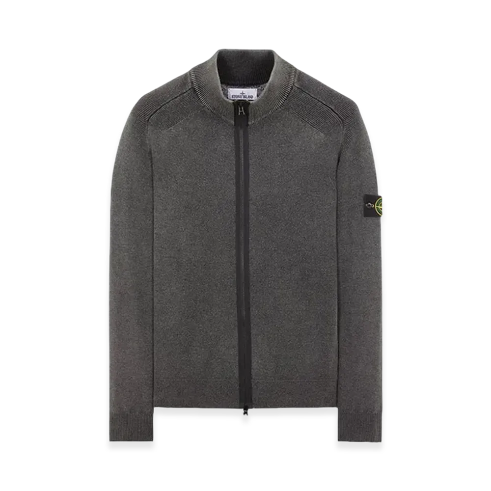 Stone Island 566T1 Dust Color Treatment Pure Wool Cardigan Knit - 23FW "Black"