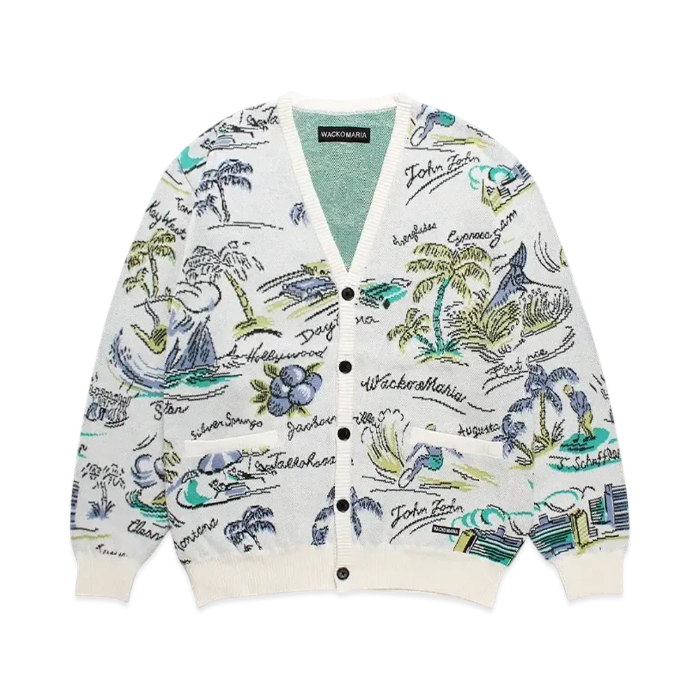 WACKO MARIA Jacquard Knit Cardigan "White"
