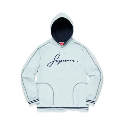 Supreme Contrast Embroidered Hooded Sweatshirt "Ice"