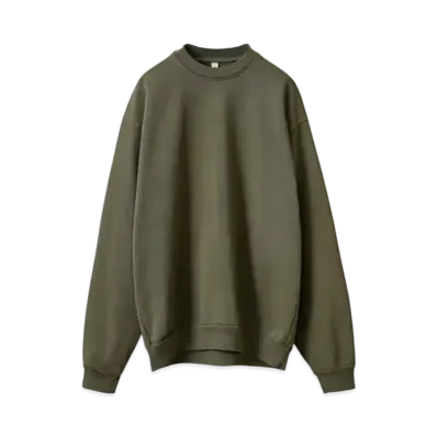 Los Angeles Apparel 14oz Garment Dye Heavy Fleece Crew Neck Pullover Sweatshirt "Olive"
