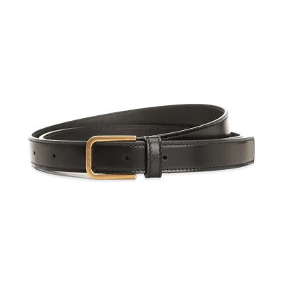 Saint Laurent Minimalist Smooth Leather Belt "Black"
