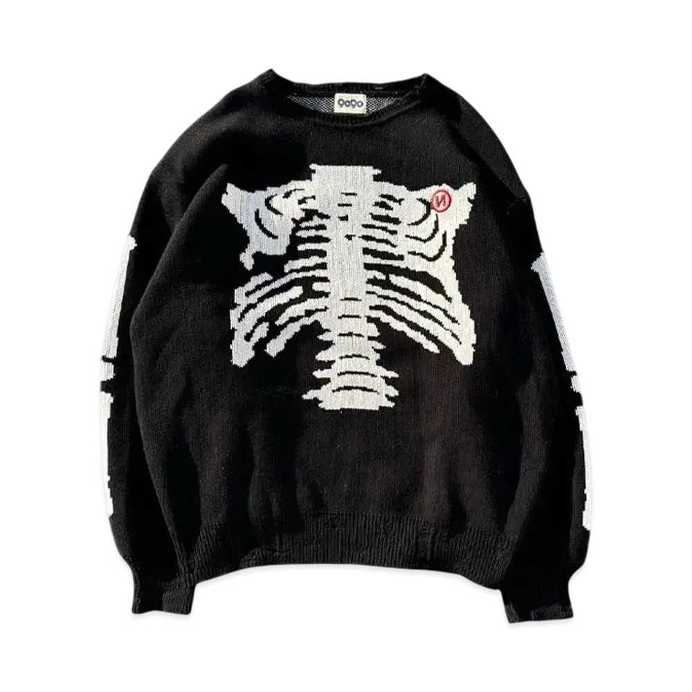9090 Digital Bone Damage Knit "BLACK"