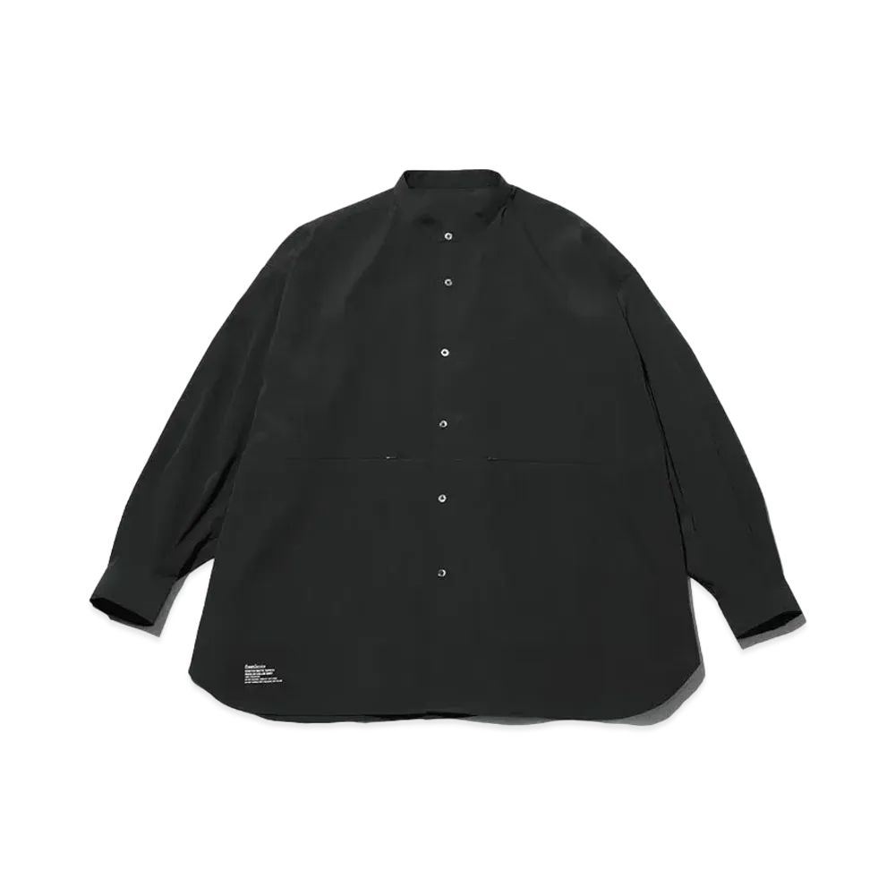 FreshService Stretch Matte Taffeta Band Collar Shirt "Black"