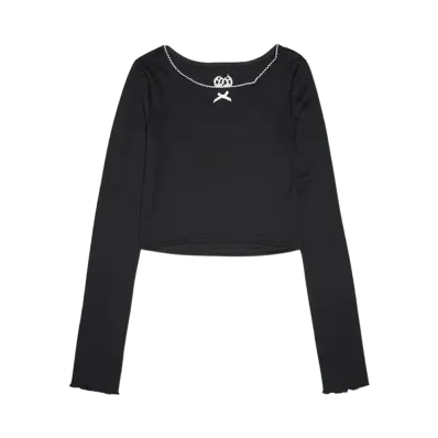 HTH Heart Pattern Cropped Long Tee "BLACK"