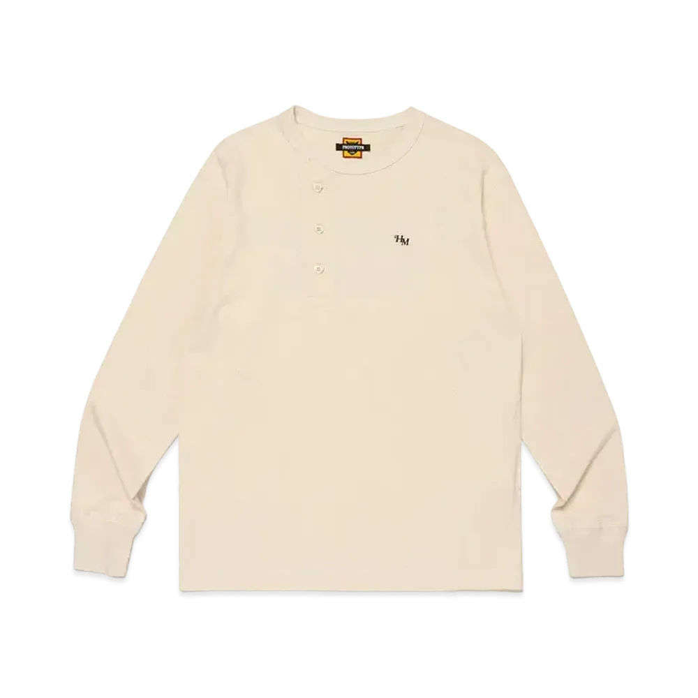 HUMAN MADE Henley Neck L/S T-Shirt "White"