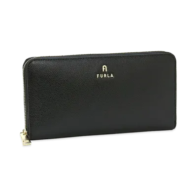 FURLA Women's Camelia XL Zip Around Round Zip Long Wallet "Nero"