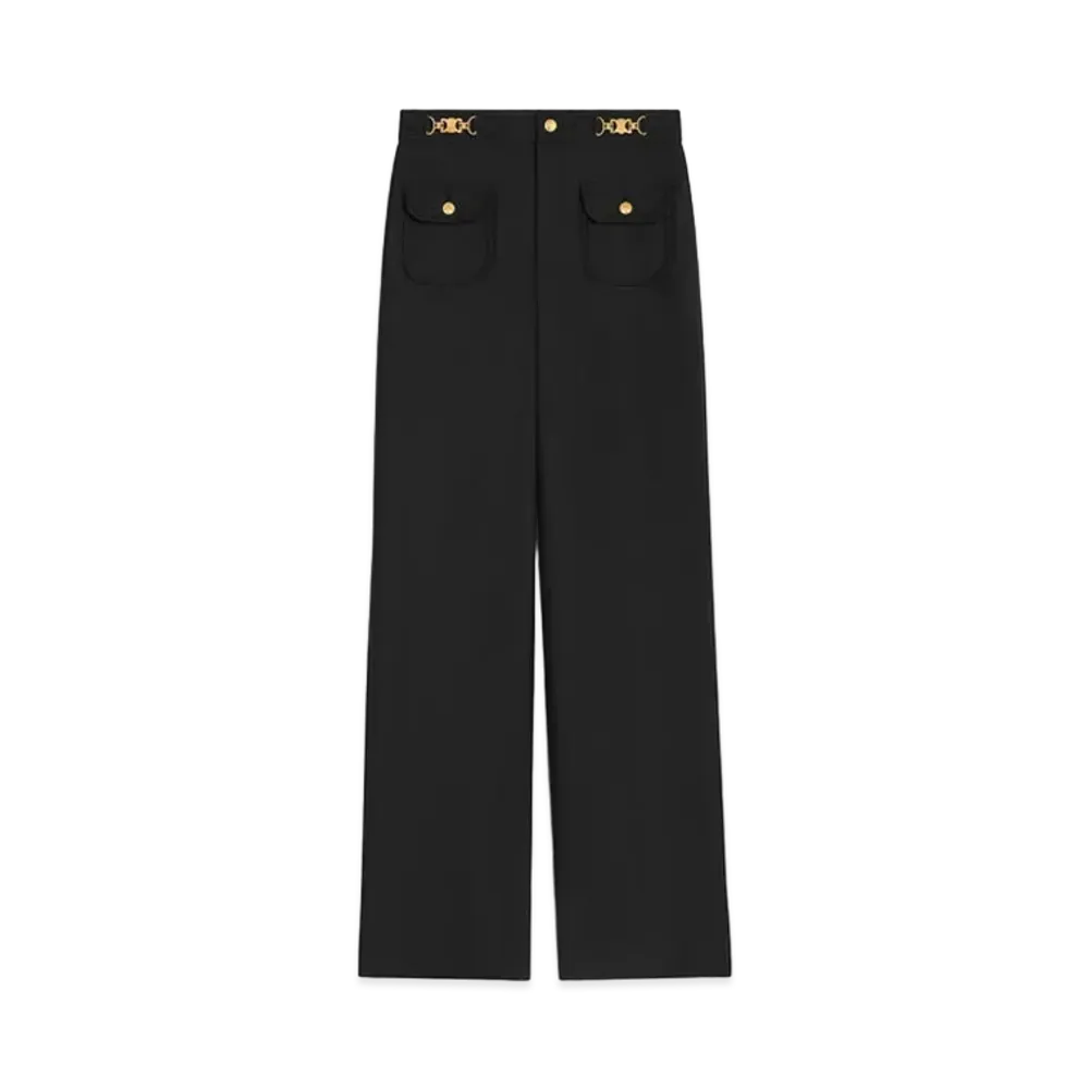 CELINE Pants with Gourmettes In Mohair Wool "Black"