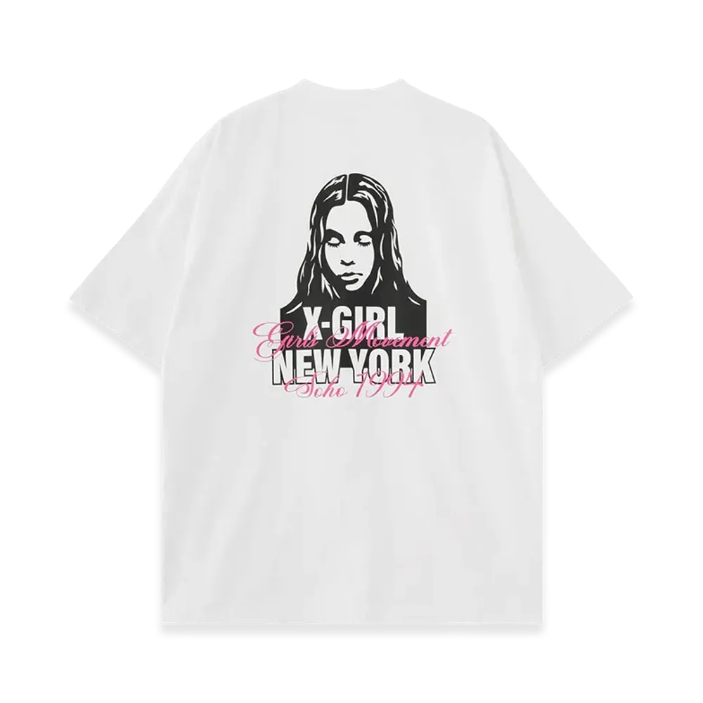 X-Girl Face And Script Mix Logo S/S Big Tee Dress "White"