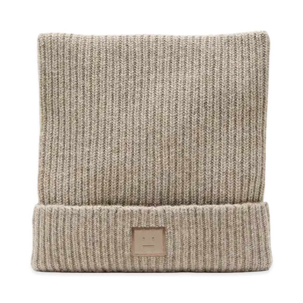 Acne Studios Face Logo Square Beanie - Yak "Grey Melange"