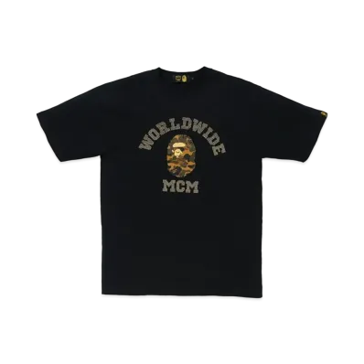 A BATHING APE / MCM Rhinestone College Tee "Black"