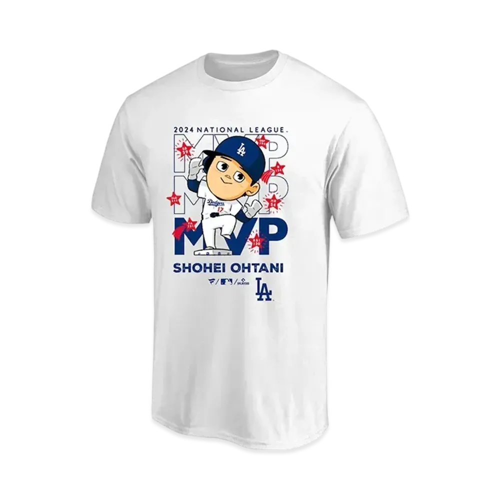 MLB Fanatics Dodgers Shohei Ohtani National League MVP 2024 Award Commemoration Illustration T-Shirt Kids "White"