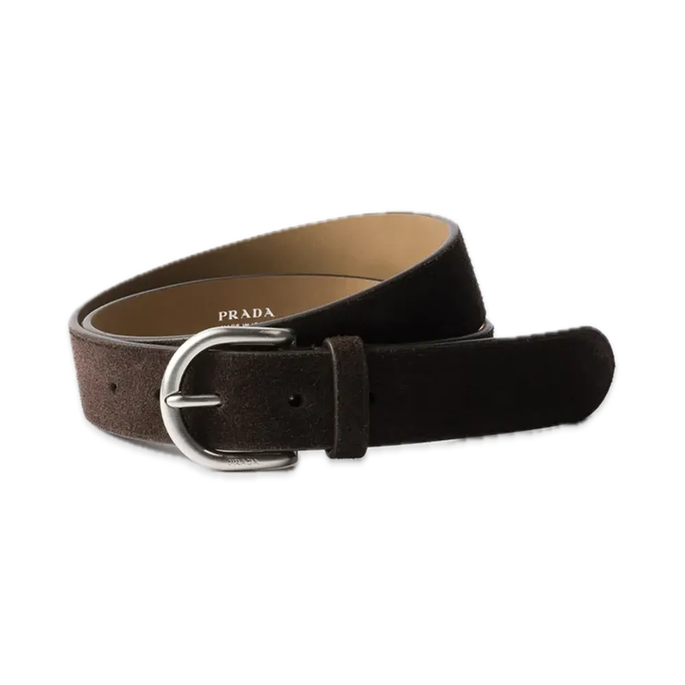 PRADA Suede Belt "Dark Brown"